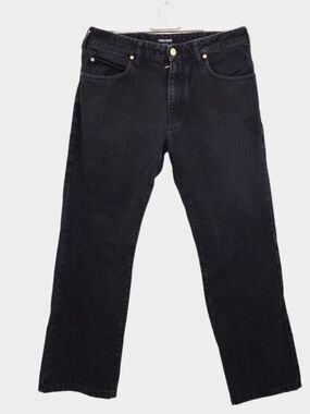 Giorgio Armani Black Washed Denim Straight Leg Jeans Gold Hardware Size 31